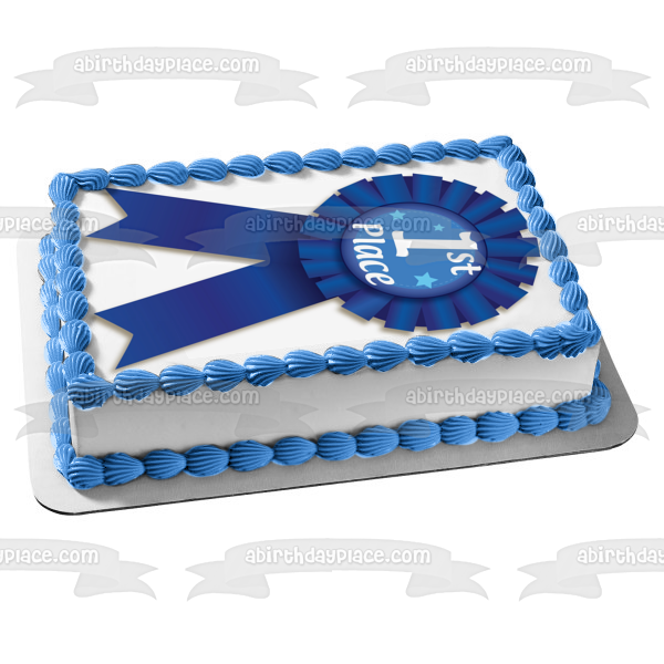 First Place Blue Ribbon 1st Edible Cake Topper Image ABPID00774