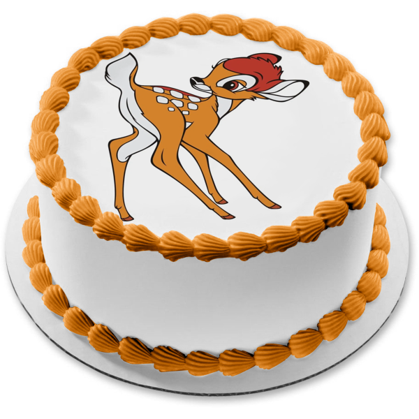 Bambi Fawn White Background Edible Cake Topper Image ABPID00759 – A Birthday Place