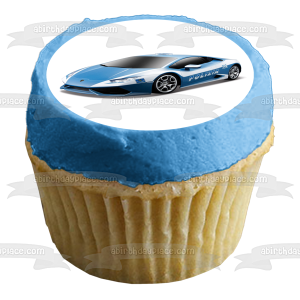Polizia Car Blue Police Car Edible Cake Topper Image ABPID00811