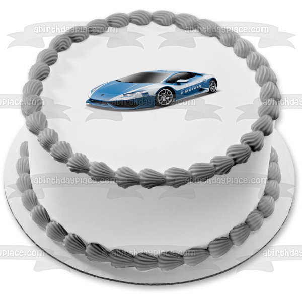 Polizia Car Blue Police Car Edible Cake Topper Image ABPID00811
