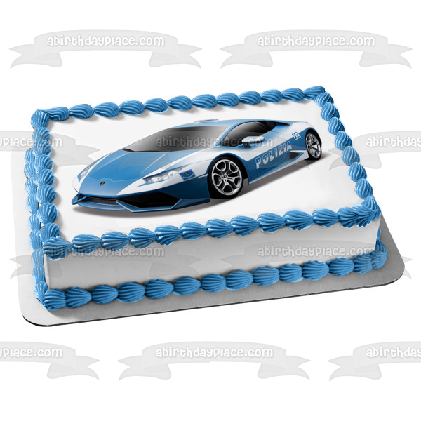 Polizia Car Blue Police Car Edible Cake Topper Image ABPID00811