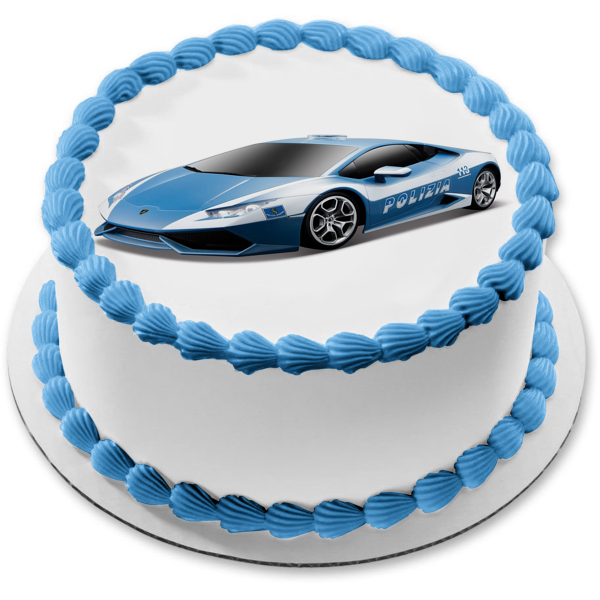 Polizia Car Blue Police Car Edible Cake Topper Image ABPID00811