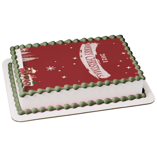 Merry Christmas Gingerbread House Edible Cake Topper Image ABPID55101