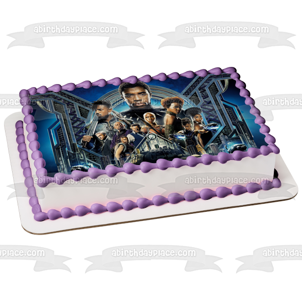 Black Panther Cast with Personalization Edible Cake Topper Image ABPID00053