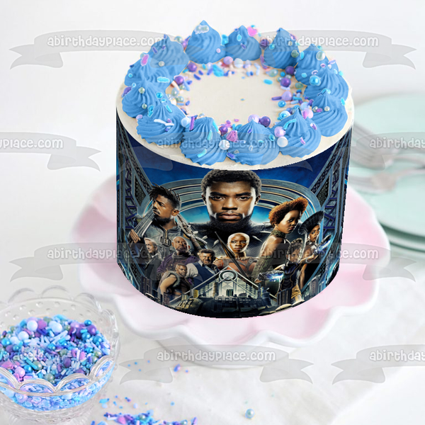 Black Panther Cast with Personalization Edible Cake Topper Image ABPID00053