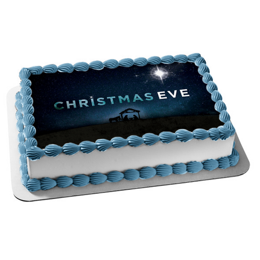 Christmas Eve Nativity Scene Edible Cake Topper Image ABPID55134