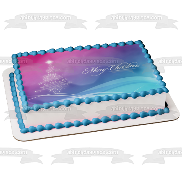 Feliz Navidad Árbol de Navidad Adorno comestible para pastel Imagen ABPID55108 