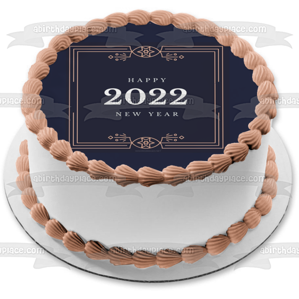 Happy New Year 2022 Edible Cake Topper Image ABPID55136