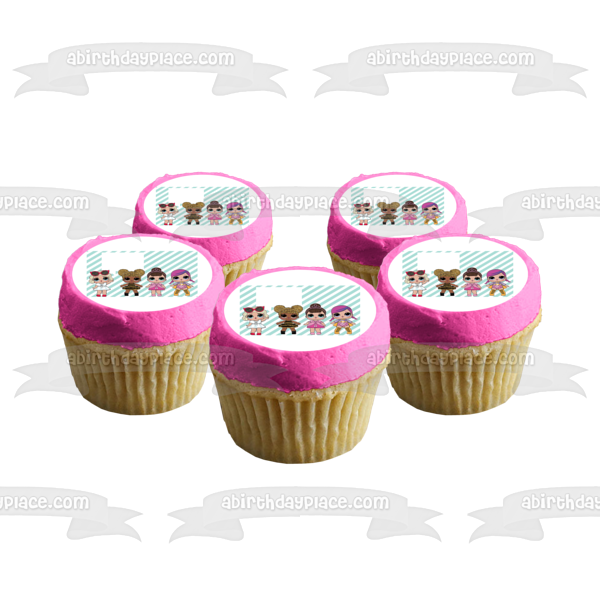 LOL. Surprise! Doll Green and White Diagonal Stripes and Queen Bee Edible Cake Topper Image Frame ABPID00684