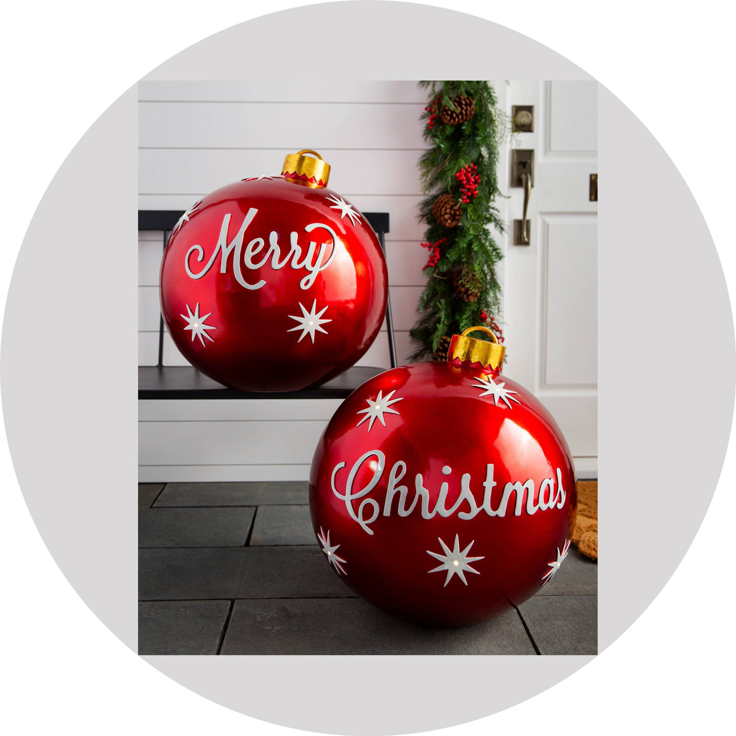 Feliz Navidad Adornos de bolas de Navidad rojas Imagen de adorno comestible para pastel ABPID55111 