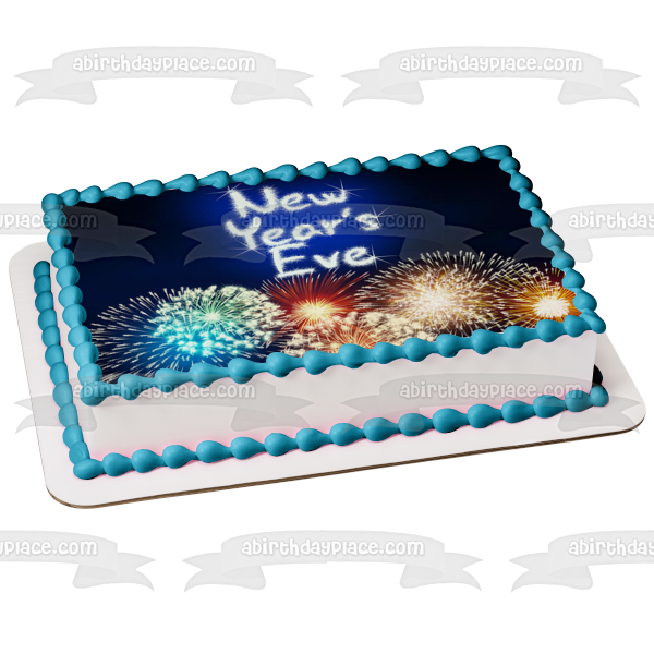 Imagen de adorno comestible para pastel de fuegos artificiales de Nochevieja ABPID55140 