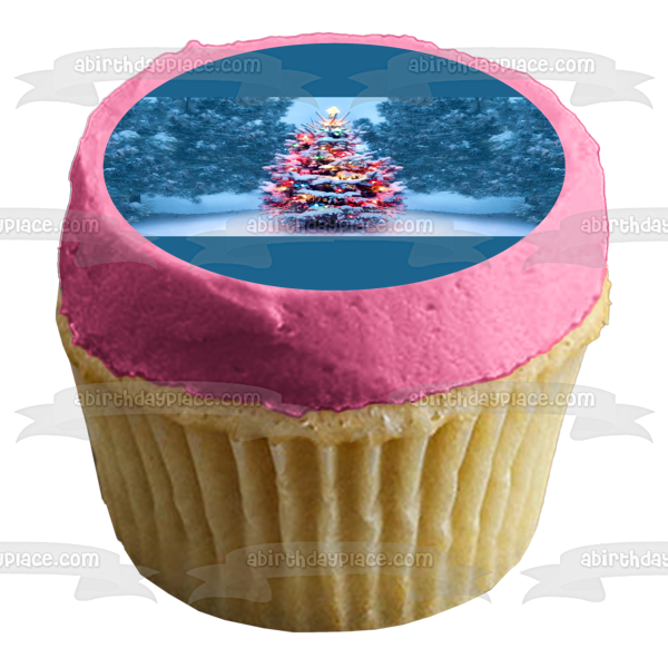 Feliz Navidad árbol de Navidad adorno comestible para tarta imagen ABPID55112 