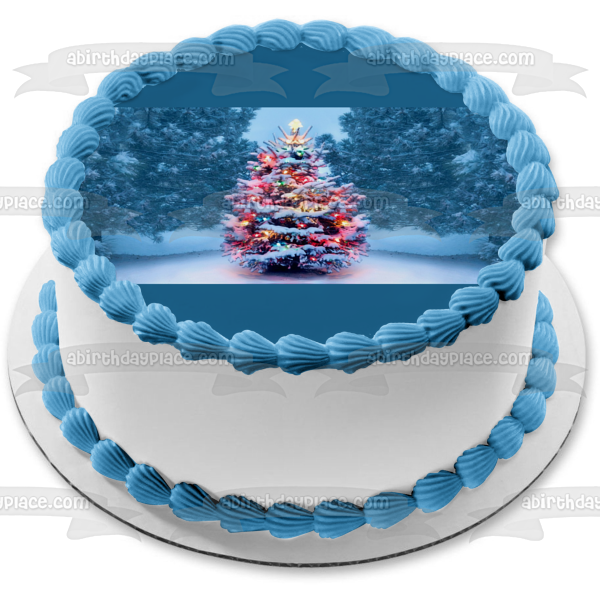 Feliz Navidad árbol de Navidad adorno comestible para tarta imagen ABPID55112 