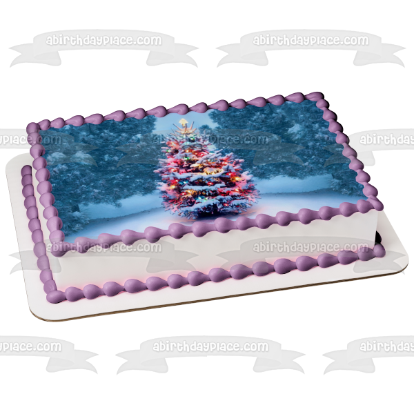 Feliz Navidad árbol de Navidad adorno comestible para tarta imagen ABPID55112 