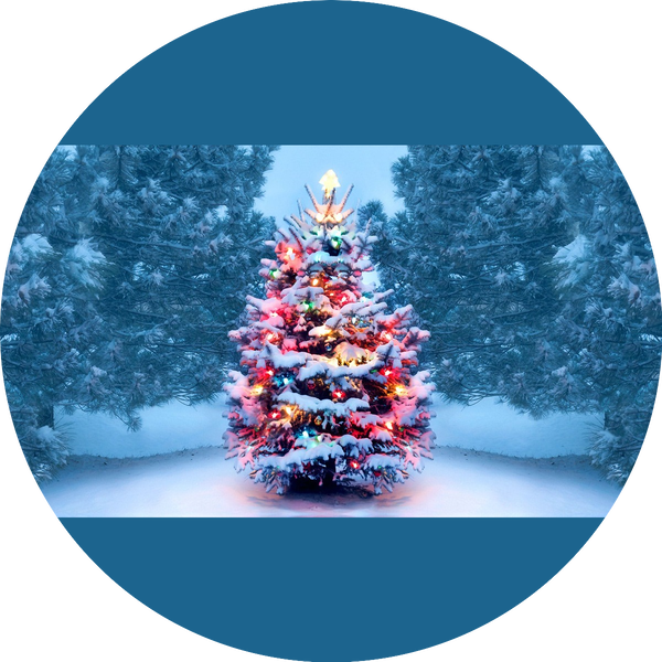 Merry Christmas Christmas Tree Edible Cake Topper Image ABPID55112