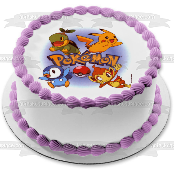 Pokemon Pikachu Squirtle and a Poke Ball Edible Cake Topper Image ABPID03347