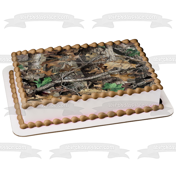 Mossy Oak Camo Camouflage Leaves Edible Cake Topper Image ABPID00448