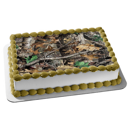 Mossy Oak Camo Camouflage Leaves Edible Cake Topper Image ABPID00448