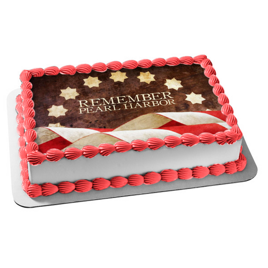 Remember Pearl Harbor Stars the American Flag Edible Cake Topper Image ABPID55154