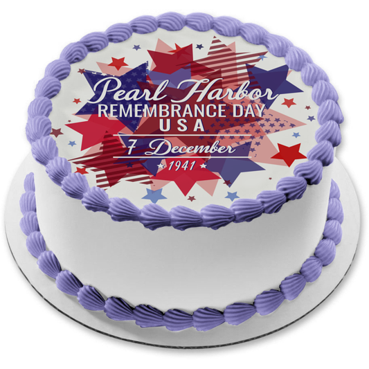 Pearl Harbor Remembrance Day December 7th 1941 Edible Cake Topper Image ABPID55155