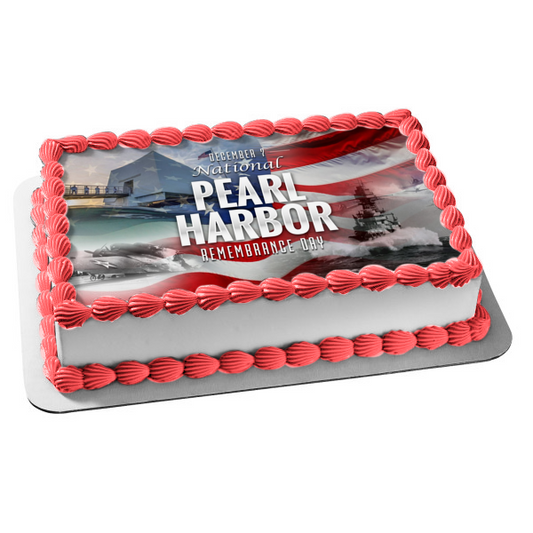 December 7th National Pearl Harbor Remembrance Day the American Flag Edible Cake Topper Image ABPID55157