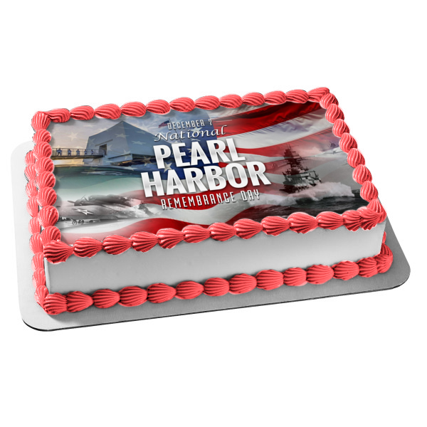 December 7th National Pearl Harbor Remembrance Day the American Flag Edible Cake Topper Image ABPID55157