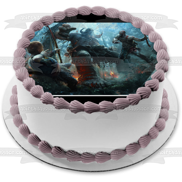 God of War Battle Scene Edible Cake Topper Image ABPID00823