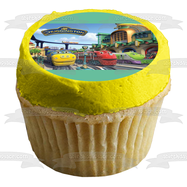 Chuggington Locomotives Wilson Brewster and Koko at the Train Station Edible Cake Topper Image ABPID00850
