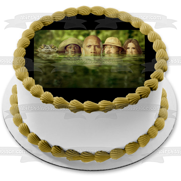 Jumanji Welcome to the Jungle Dr. Smolder Bravestone Professor Shelly Oberon and a Crocodile Edible Cake Topper Image ABPID00853
