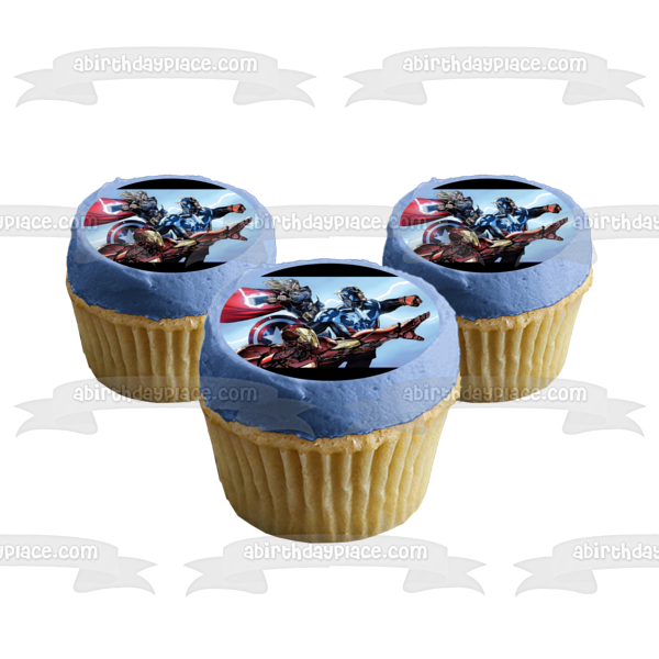 Thor Captain America and Iron Man Edible Cake Topper Image ABPID00826