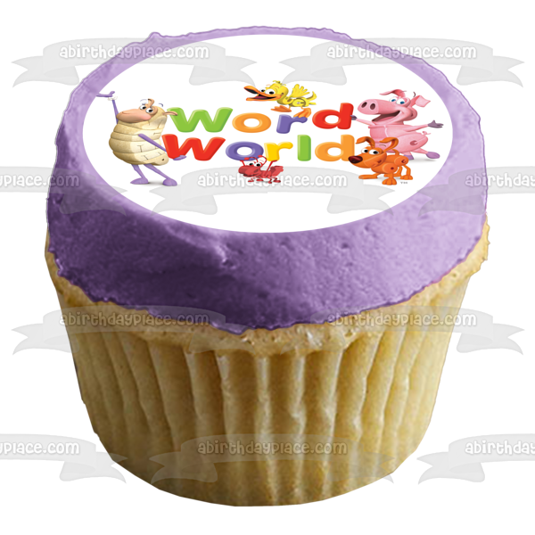 Word World Where Words Come Alive Duck Frog Sheep Pig and Dog Edible Cake Topper Image ABPID00898