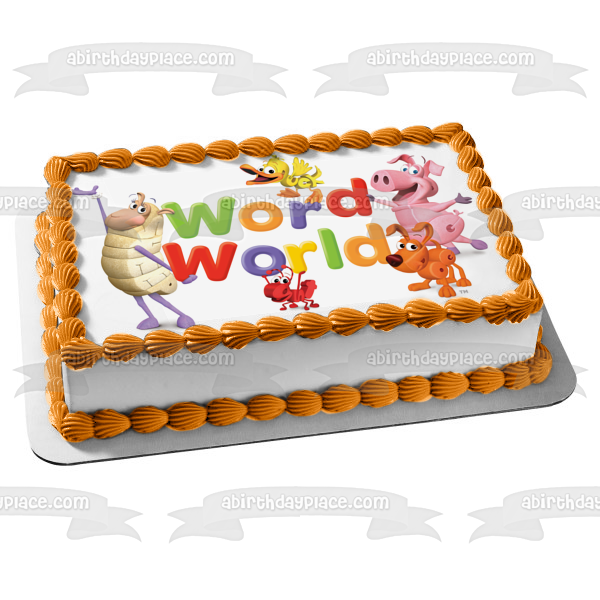 Word World Where Words Come Alive Duck Frog Sheep Pig and Dog Edible Cake Topper Image ABPID00898
