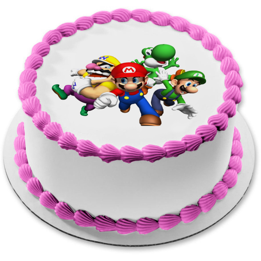 Super Mario Brothers Yoshi Luigi and Wario Edible Cake Topper Image ABPID00901