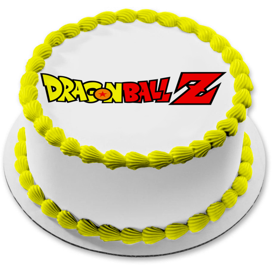 Dragon Ball Z Logo Yellow and Red Edible Cake Topper Image ABPID00955