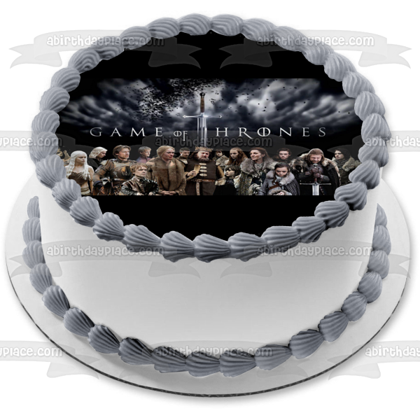 Game of Thrones Daenerys Targaryen Jon Snow Arya Stark Tyrion Lannister Ygritte and a Sword Edible Cake Topper Image ABPID01037