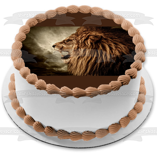 Lion Moonlight Roaring Edible Cake Topper Image ABPID01071