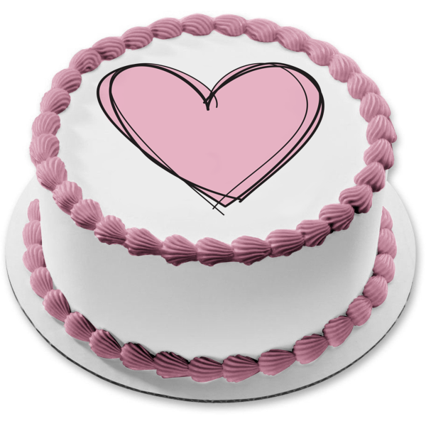 Purple Heart Black Edges Edible Cake Topper Image ABPID01108