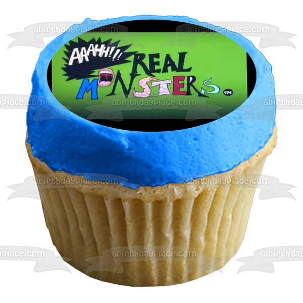 Aaahh!!! Real Monsters TV Logo Green Background Edible Cake Topper Image ABPID01114