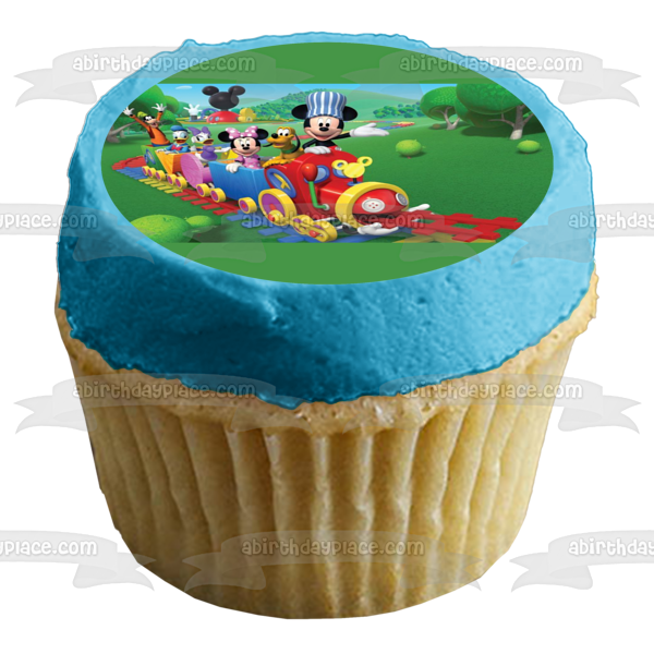 Mickey Mouse Club House Train Ride Goofy Pluto Minnie Mouse Donald Duck Daisy Duck Edible Cake Topper Image ABPID01098