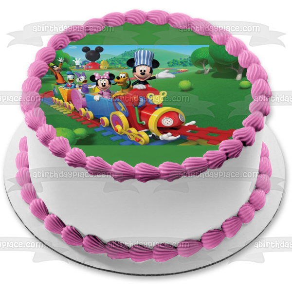 Mickey Mouse Club House Train Ride Goofy Pluto Minnie Mouse Donald Duck Daisy Duck Edible Cake Topper Image ABPID01098