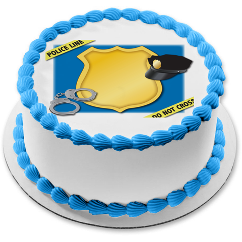Police Items Badge Handcuffs Police Hat Do Not Cross Police Line Edible Cake Topper Image ABPID01209