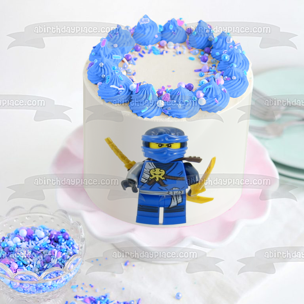 LEGO Ninjago Blue Jay and a Golden Sword Edible Cake Topper Image ABPID01191