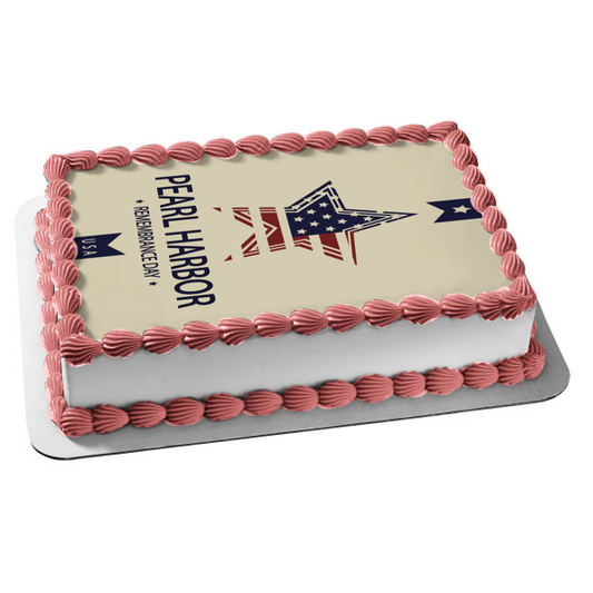 Pearl Harbor Remembrance Day the American Flag Stars Edible Cake Topper Image ABPID55152