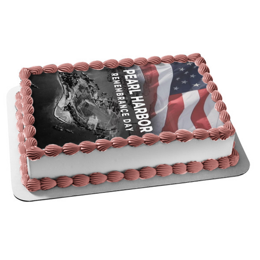 Pearl Harbor Remembrance Day the American Flag Edible Cake Topper Image ABPID55153