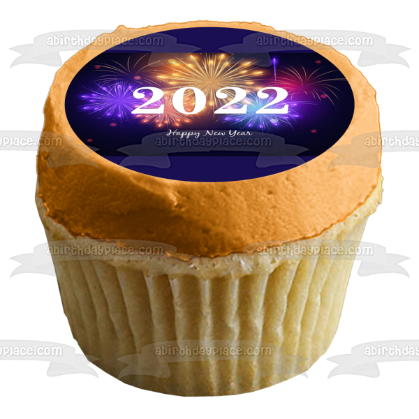Happy New Year 2022 Fireworks Edible Cake Topper Image ABPID55150