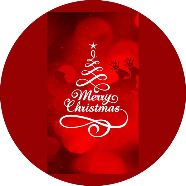 Merry Christmas Christmas Tree Silouhette Edible Cake Topper Image ABPID55098