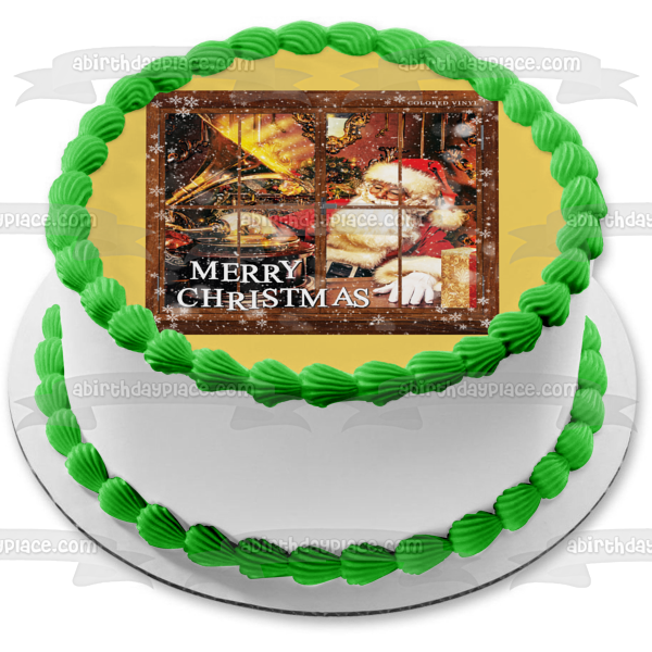 Merry Christmas Santa Claus Edible Cake Topper Image ABPID55099