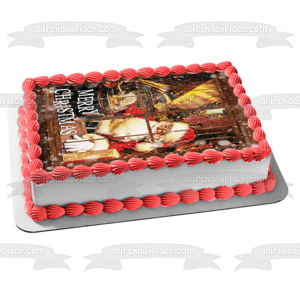 Merry Christmas Santa Claus Edible Cake Topper Image ABPID55099