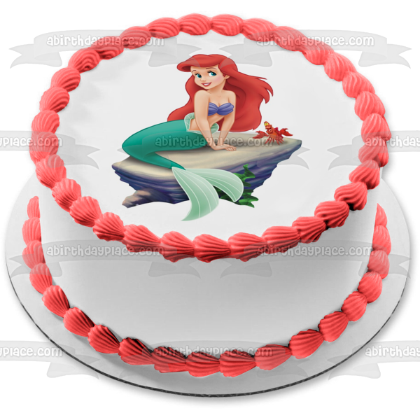 The Little Mermaid Ariel and Sebastian Edible Cake Topper Image ABPID01576