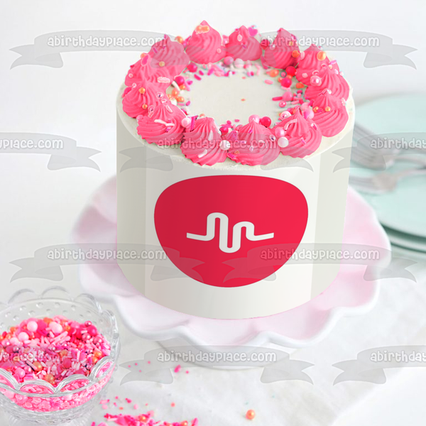 Musica.Ly Logo with a Red Background Edible Cake Topper Image ABPID01551